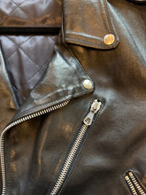 Load image into Gallery viewer, Giacca biker in pelle nera anni ’90