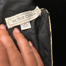 Load image into Gallery viewer, Abito Victor Costa in paillettes e rete oro e nero 80s.