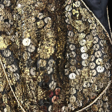 Load image into Gallery viewer, Abito Victor Costa in paillettes e rete oro e nero 80s.