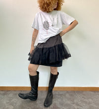 Load image into Gallery viewer, Gonna Bianco nero con balza in pizzo 80s