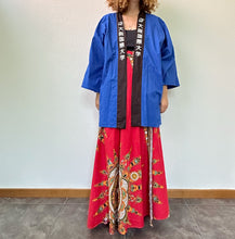 Load image into Gallery viewer, Haori blu nero in cotone 90s