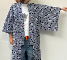 Load image into Gallery viewer, Yutaka blu e bianca con stampe VENTAGLIO 50s acquistata Kyoto