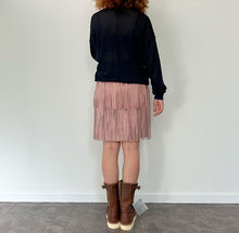 Load image into Gallery viewer, Gonna frange in camoscio rosa 80s