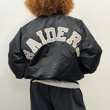 Load image into Gallery viewer, VINTAGE LOS ANGELES RAIDERS SATIN BOMBER CHALK LINE MADE IN USA – 80s/90s RARE COLLECTOR PIECE