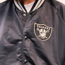 Load image into Gallery viewer, VINTAGE LOS ANGELES RAIDERS SATIN BOMBER CHALK LINE MADE IN USA – 80s/90s RARE COLLECTOR PIECE