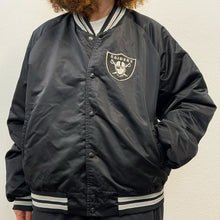 Load image into Gallery viewer, VINTAGE LOS ANGELES RAIDERS SATIN BOMBER CHALK LINE MADE IN USA – 80s/90s RARE COLLECTOR PIECE