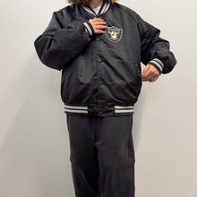 Load image into Gallery viewer, VINTAGE LOS ANGELES RAIDERS SATIN BOMBER CHALK LINE MADE IN USA – 80s/90s RARE COLLECTOR PIECE