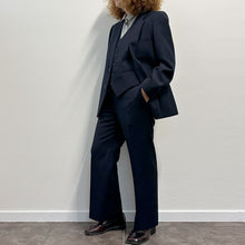 Load image into Gallery viewer, Completo tre pezzi blu scuro lana fine 70s