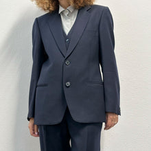 Load image into Gallery viewer, Completo tre pezzi blu scuro lana fine 70s