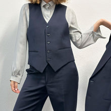 Load image into Gallery viewer, Completo tre pezzi blu scuro lana fine 70s