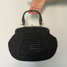 Load image into Gallery viewer, Borsa a Mano Vintage in Cordonetto/Uncinetto Nero – Anni '50/'60