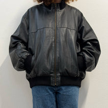 Load image into Gallery viewer, Bomber in pelle nera 90s