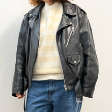 Load image into Gallery viewer, Giacca biker in pelle nera anni ’90
