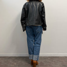 Load image into Gallery viewer, Giacca biker in pelle nera anni ’90