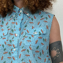 Load image into Gallery viewer, Camicia Prada color azzurra con stampa sombrero e cactus s/s 2016