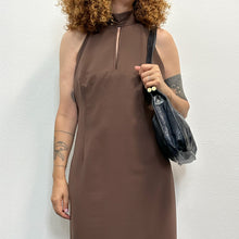 Load image into Gallery viewer, Abito sartoriale anni ’70 – seta cioccolato