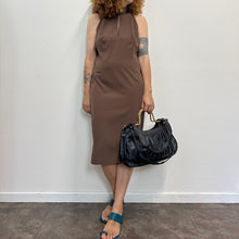 Load image into Gallery viewer, Abito sartoriale anni ’70 – seta cioccolato