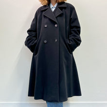 Load image into Gallery viewer, Cappotto blu notte lana merinos e lana di agnello 90s