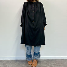 Load image into Gallery viewer, Maxi Abito sartoriale nero tessuto super cashmere Piacenza 80s