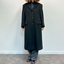 Load image into Gallery viewer, Cappotto nero tessuto Loro Piana 90s
