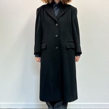 Load image into Gallery viewer, Cappotto nero tessuto Loro Piana 90s