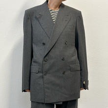 Load image into Gallery viewer, Completo doppiopetto grigio in panno di lana 80s