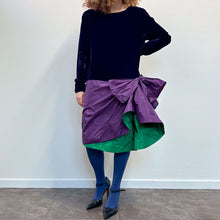 Load image into Gallery viewer, Abito Bow in velluto viola 80s