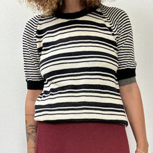 Load image into Gallery viewer, Maglia a righe nero opaco/bianco