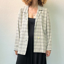 Load image into Gallery viewer, Giacca check grigia e nero in lino 80s