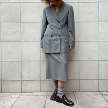 Load image into Gallery viewer, Spezzato giacca e gonna color grigio salvia 90s