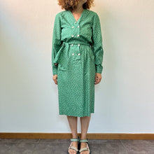 Load image into Gallery viewer, Abito sartoriale verde a pois 80s