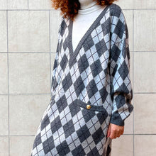Load image into Gallery viewer, Maxi abito dolcevita  check grigio 90s