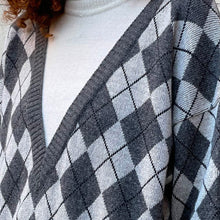 Load image into Gallery viewer, Maxi abito dolcevita  check grigio 90s