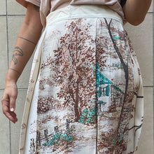 Load image into Gallery viewer, Gonna sartoriale bianca con stampe verdi e marroni 70s