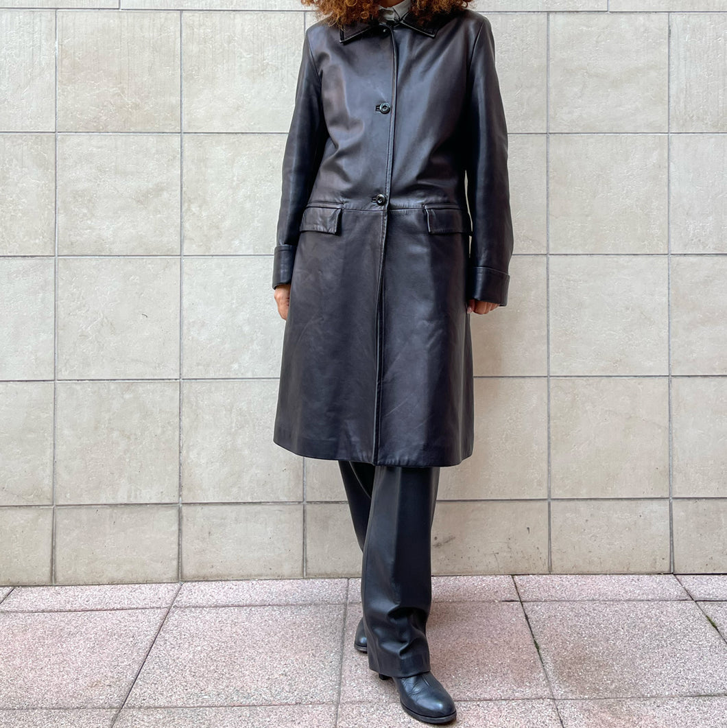 Trench in pelle nera 2000s