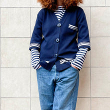 Load image into Gallery viewer, Cardigan sailor blu 80s