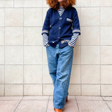 Load image into Gallery viewer, Cardigan sailor blu 80s