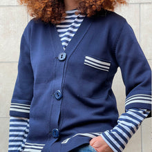 Load image into Gallery viewer, Cardigan sailor blu 80s