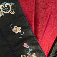 Load image into Gallery viewer, Hanbok giacca maschile nero con ricami floreali vintage