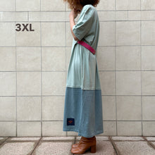 Load image into Gallery viewer, Mollami Dress Aloe/Avio con martingala fucsia