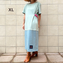 Load image into Gallery viewer, Mollami Dress Aloe/Avio con martingala fucsia