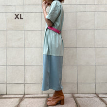 Load image into Gallery viewer, Mollami Dress Aloe/Avio con martingala fucsia