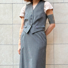 Load image into Gallery viewer, Completo gilet e gonna gessato nero/bianco 90s