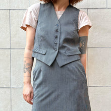 Load image into Gallery viewer, Completo gilet e gonna gessato nero/bianco 90s