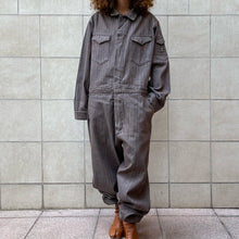 Load image into Gallery viewer, Work Jumpsuit japan fishbone marrone a righe tono su Tono