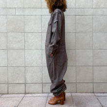 Load image into Gallery viewer, Work Jumpsuit japan fishbone marrone a righe tono su Tono