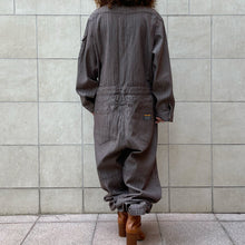 Load image into Gallery viewer, Work Jumpsuit japan fishbone marrone a righe tono su Tono