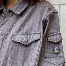 Load image into Gallery viewer, Work Jumpsuit japan fishbone marrone a righe tono su Tono