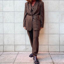 Load image into Gallery viewer, Completo giacca gilet pantalone marrone paillettes 80s