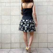 Load image into Gallery viewer, Abito in seta nero con macro pois bianchi 80s